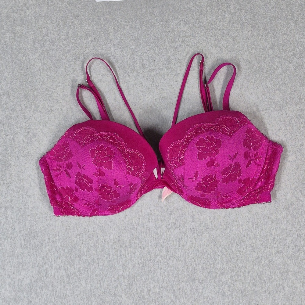 Victoria's Secret Women Bra 38D Pink Floral Very Sexy Push Up READ
